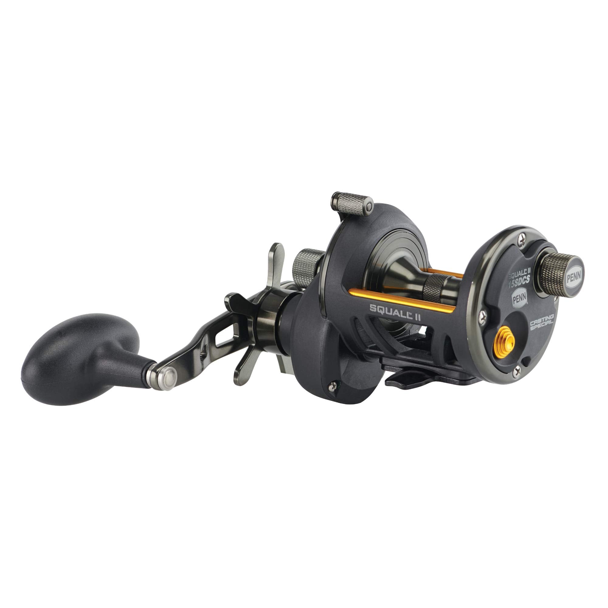 PENN Squall II reel side profile highlighting upgraded gear for smooth retrieves.