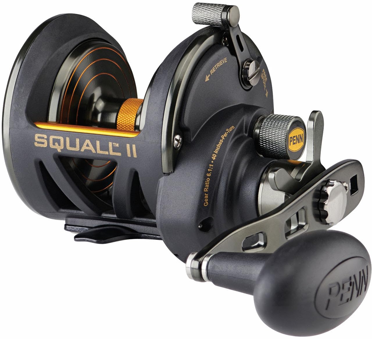 PENN Squall II Versa-Drag System with HT-100 delivers smooth, adjustable drag for demanding catches.