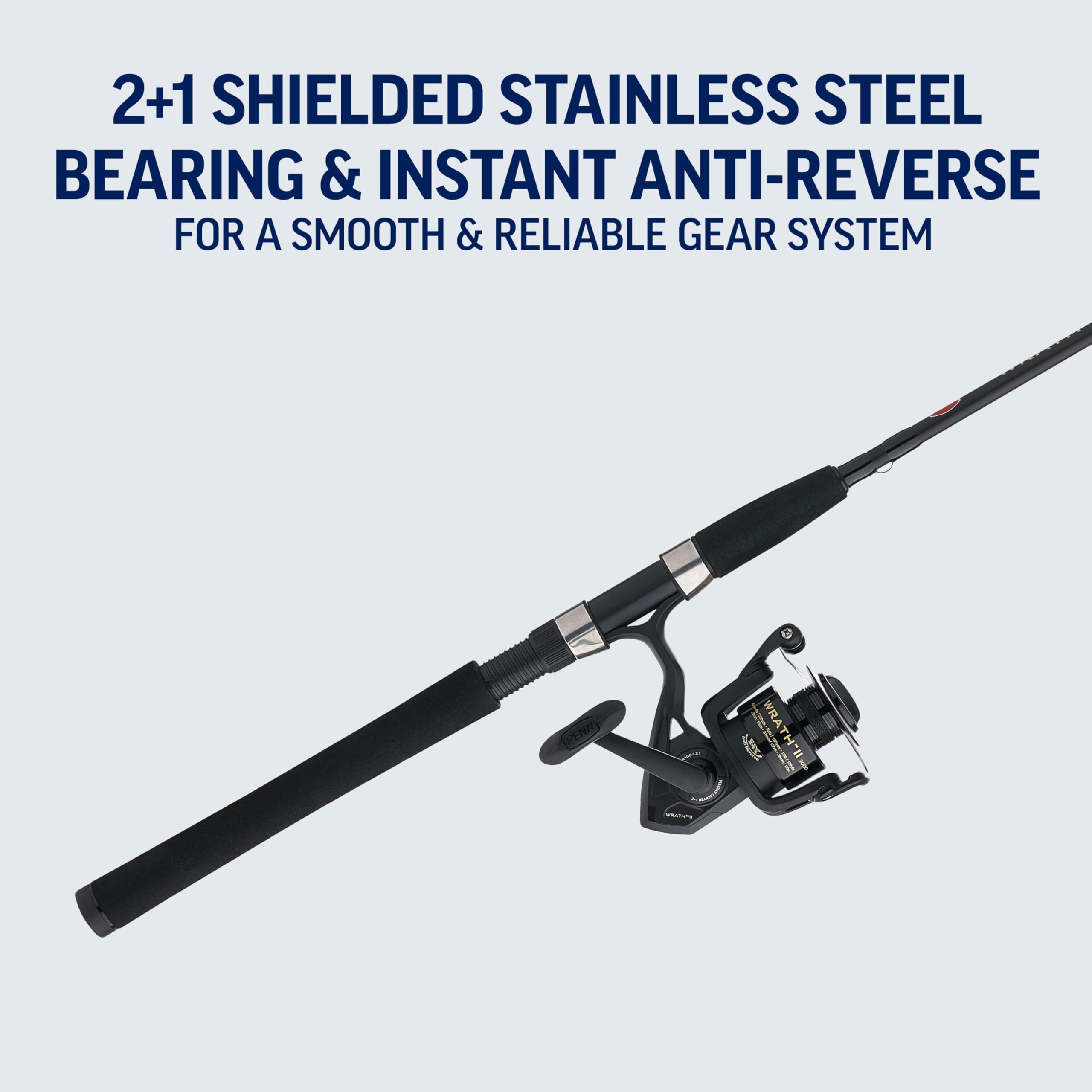 PENN Wrath II 2plus1 bearing system delivers smooth operation