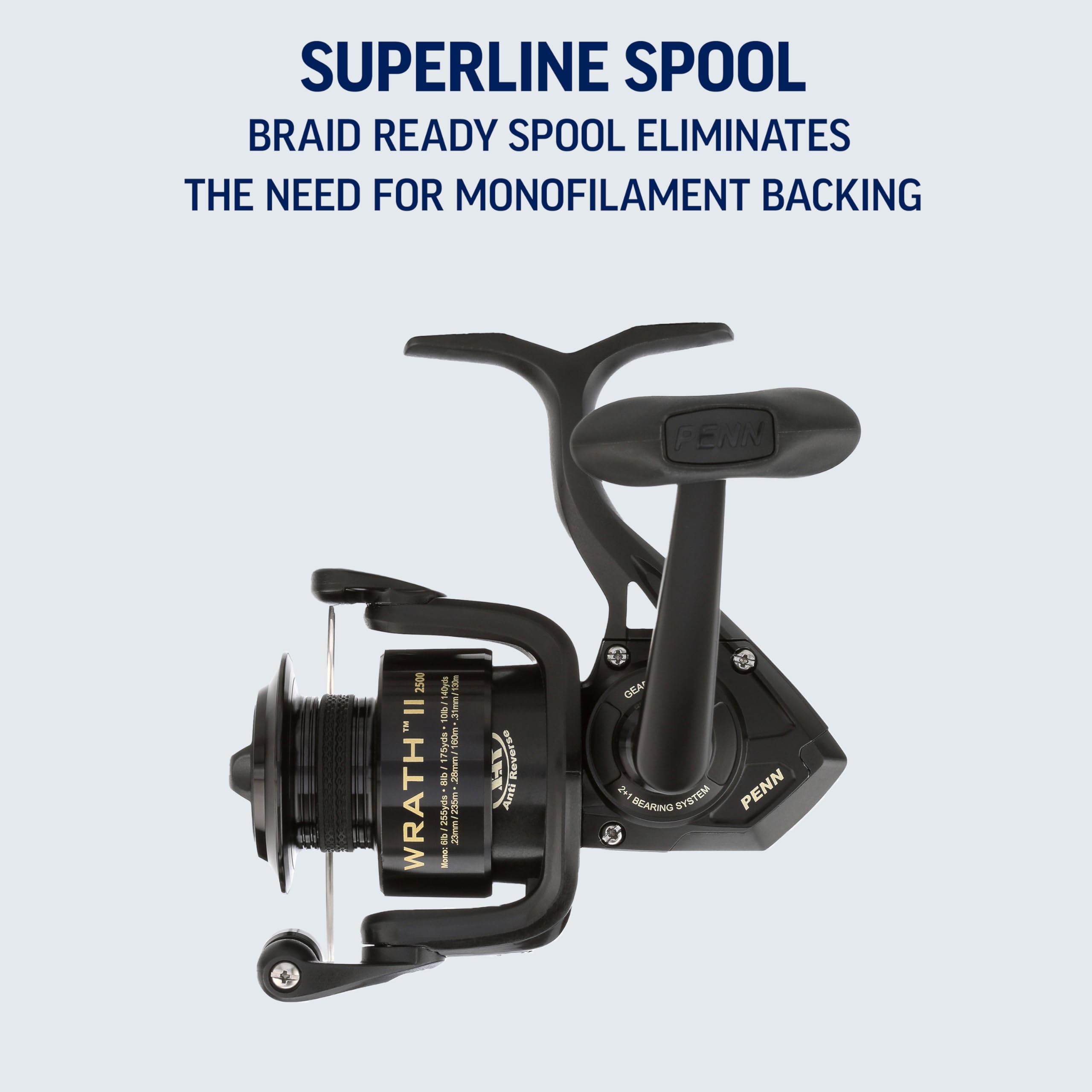 PENN Wrath II 3000 retrieves smoothly with balanced gear and easy crank.