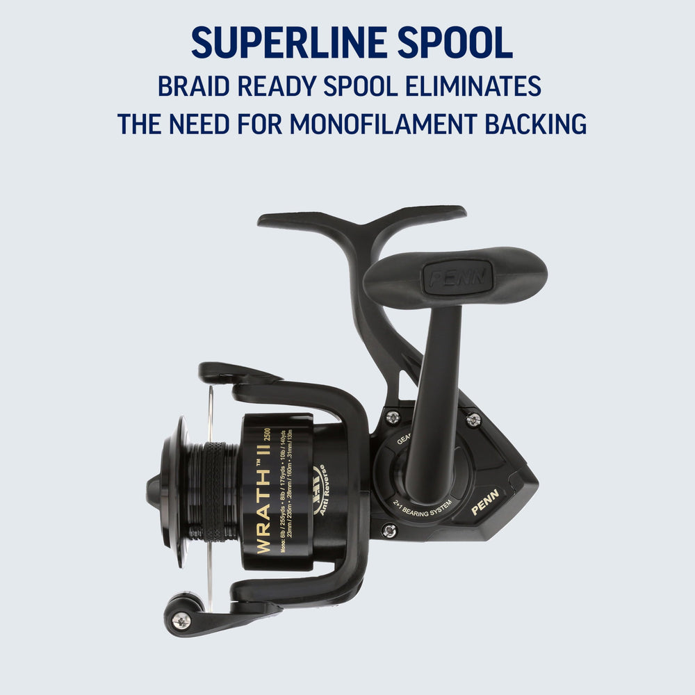 PENN Wrath II 3000 retrieves smoothly with balanced gear and easy crank.