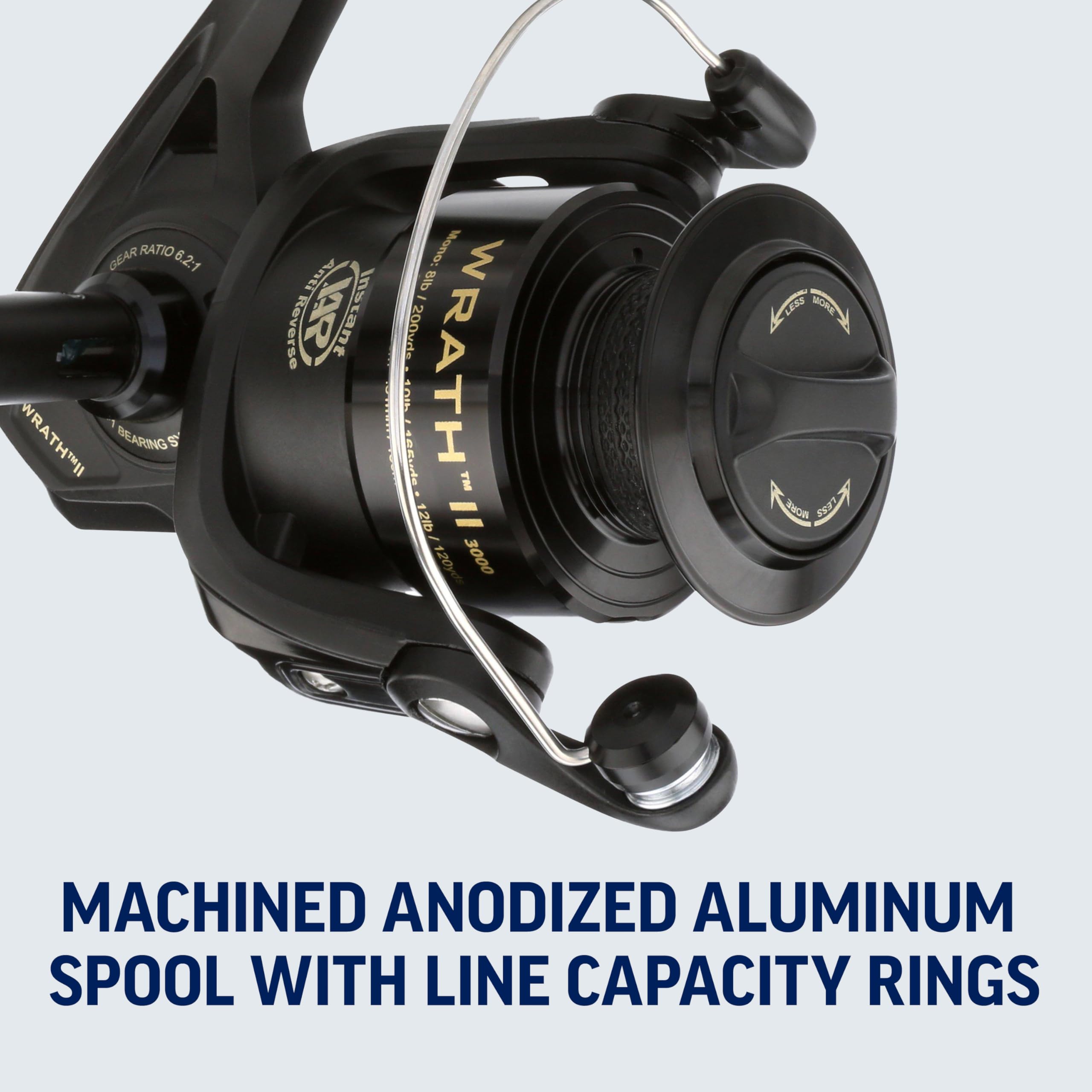 PENN Wrath II 3000 right/left handle position for versatile setup.