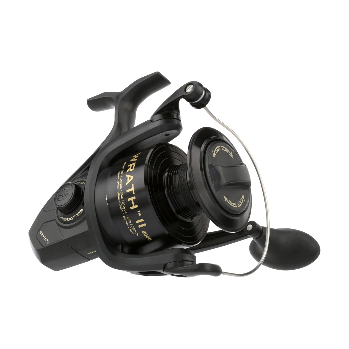 PENN Wrath II spinning reel with graphite body offers lightweight durability for saltwater anglers.