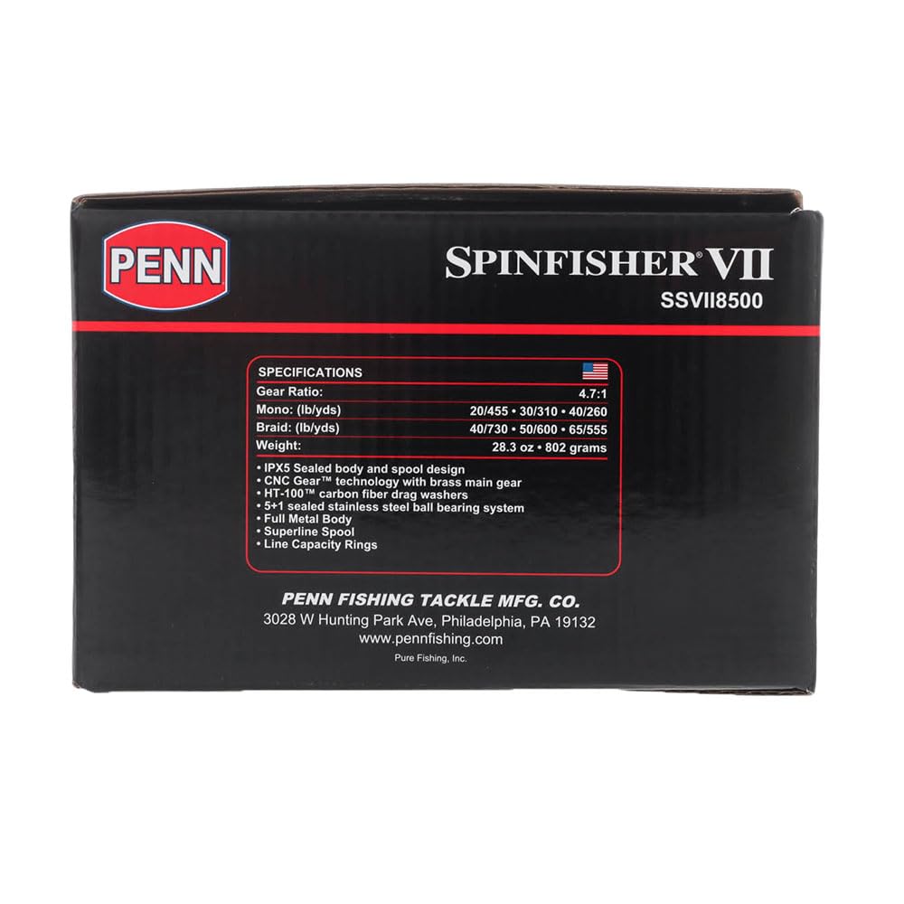 Close-up of IPX5 sealed body and spool on Penn SSVII8500