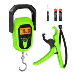 PENTASPI waterproof digital fish scale with lip gripper - green, front view