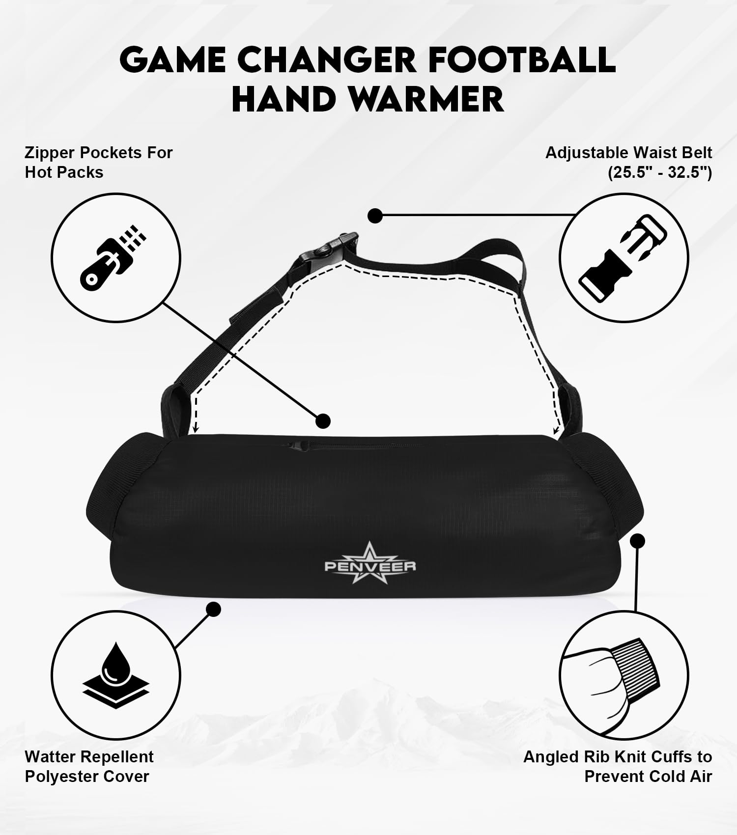 Penveer Hand Warmer Pouch features soft fleece lining for cozy warmth during winter practice.