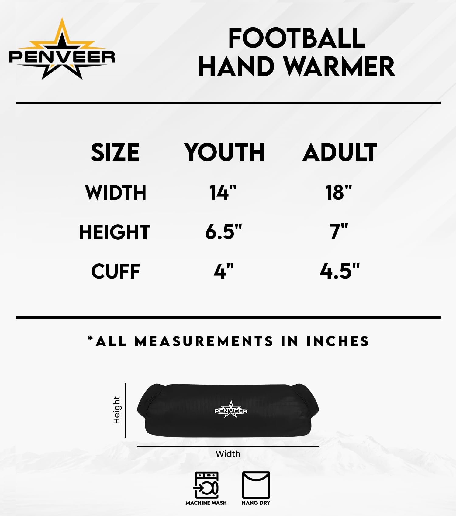 Penveer football hand warmer pouch sturdy stitching supports durability during play.