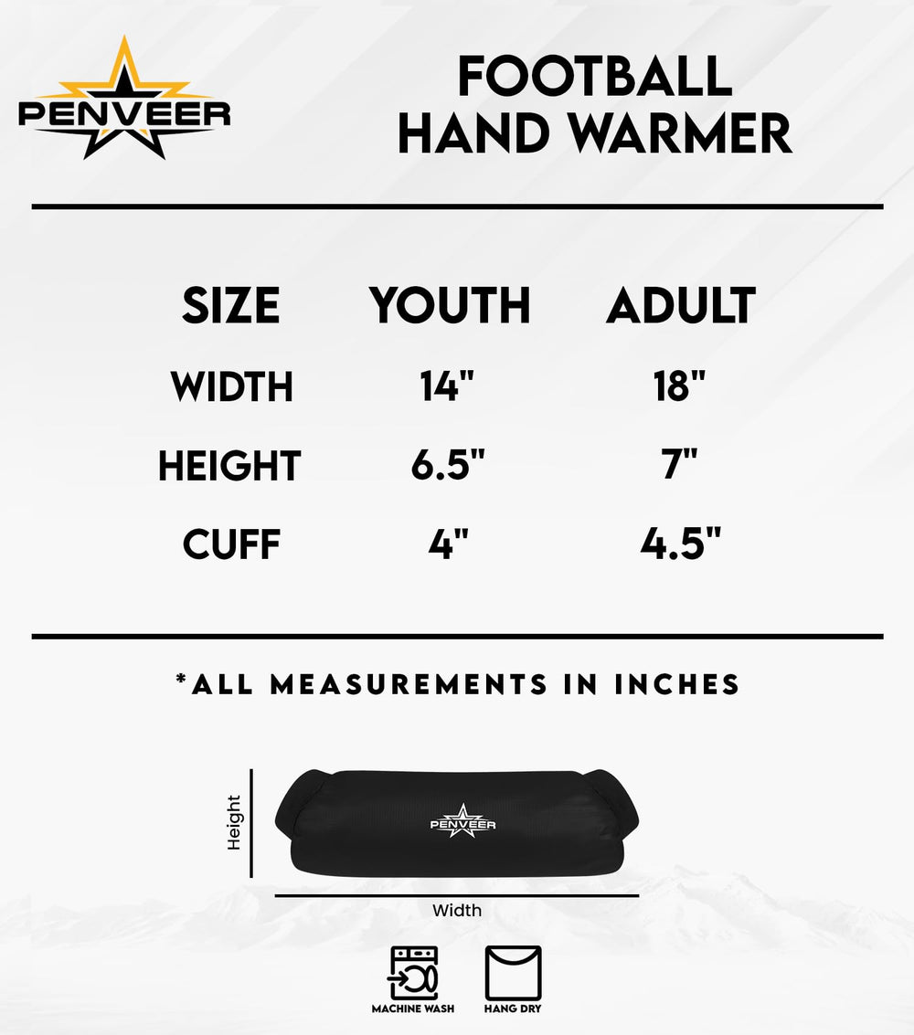 Penveer football hand warmer pouch sturdy stitching supports durability during play.