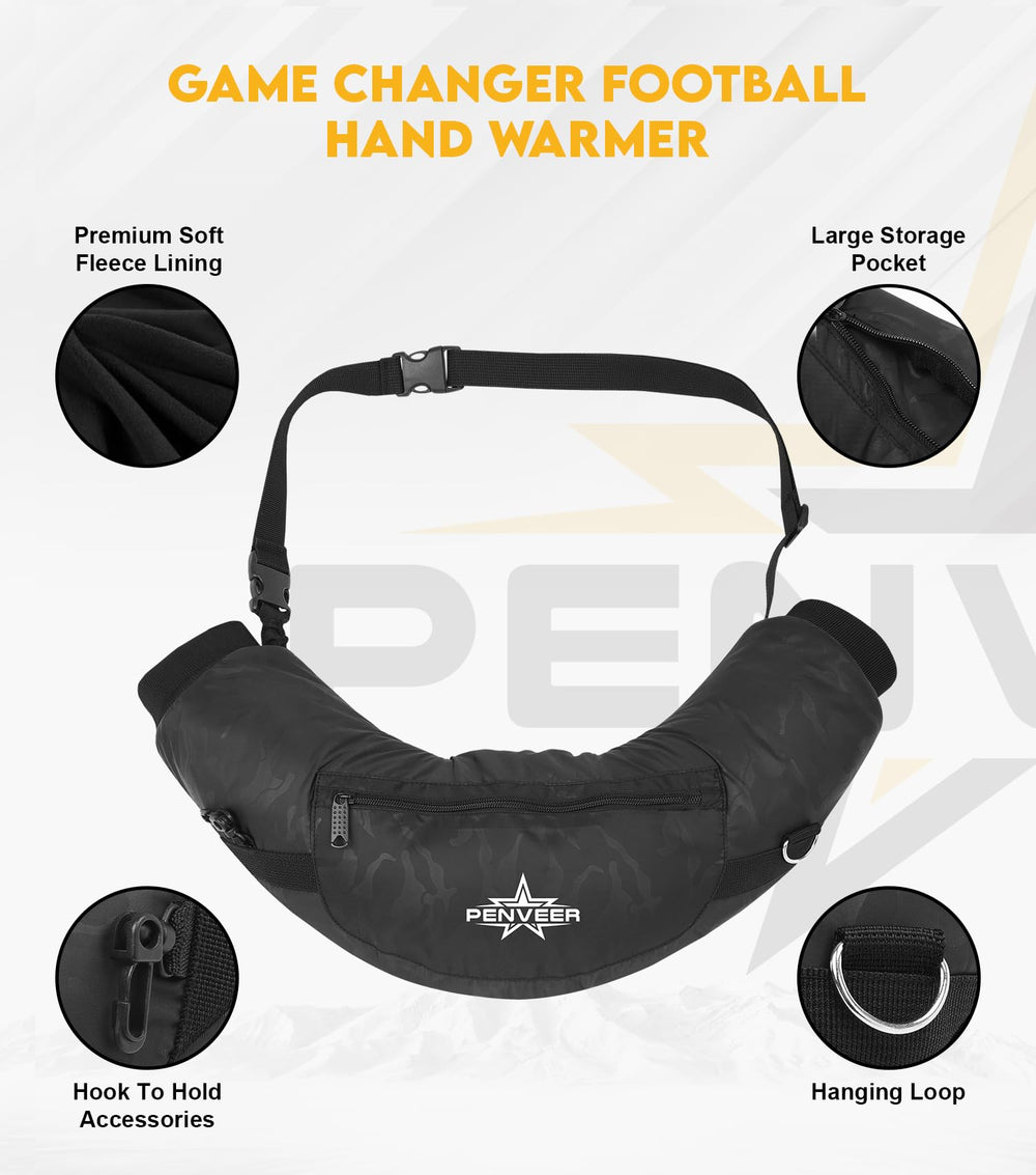 Penveer hunting hand warmer pouch side view highlighting zip pocket for heat packs