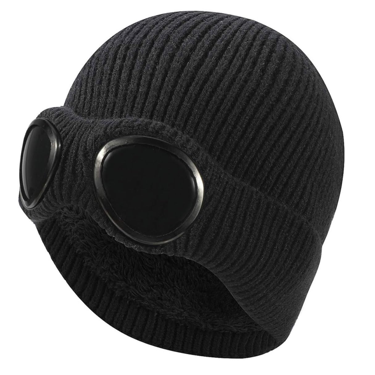 Peosaard knitted beanie with goggles set for outdoor style and warmth.
