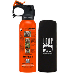 Pepper Power bear spray with hip holster for rapid access during hikes.