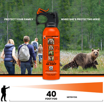 Clear label showing UDAP and bear spray details.