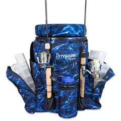 Peregrine Field Gear Venture Bucket Pack Pro front view in Marlin camo for all-day fishing comfort.