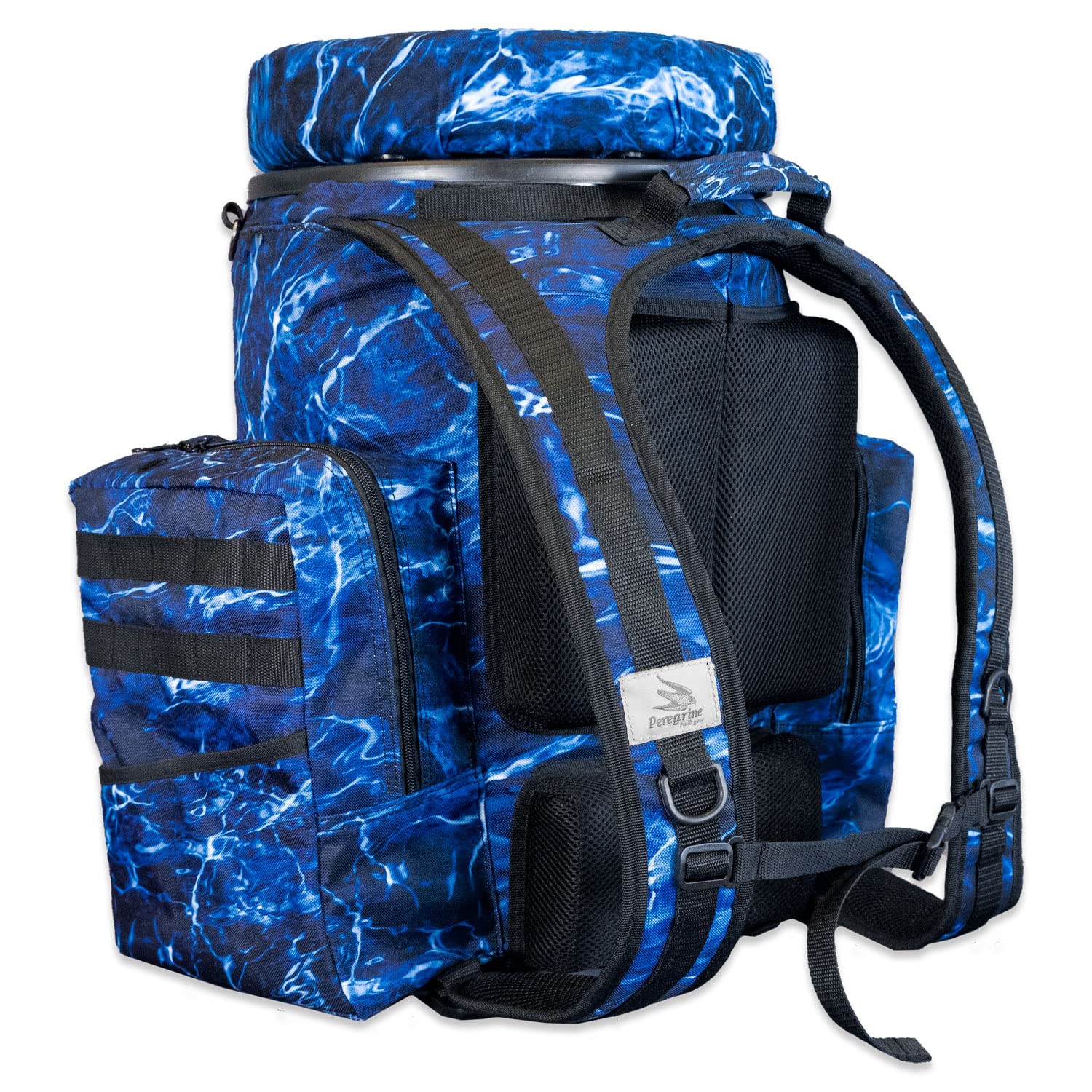 Peregrine Field Gear Venture Bucket Pack Pro integrated rod holders enable quick on-water setup.