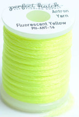 Perfect Hatch Antron Yarn Fl Yellow showcases sparkle for bright Caddis patterns and easy fly tying.