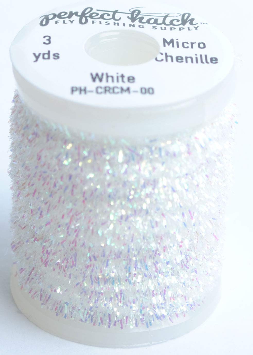 Perfect Hatch Micro Crystal Chenille White enhances sparkle for nymph and egg patterns
