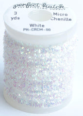 Perfect Hatch Micro Crystal Chenille White enhances sparkle for nymph and egg patterns