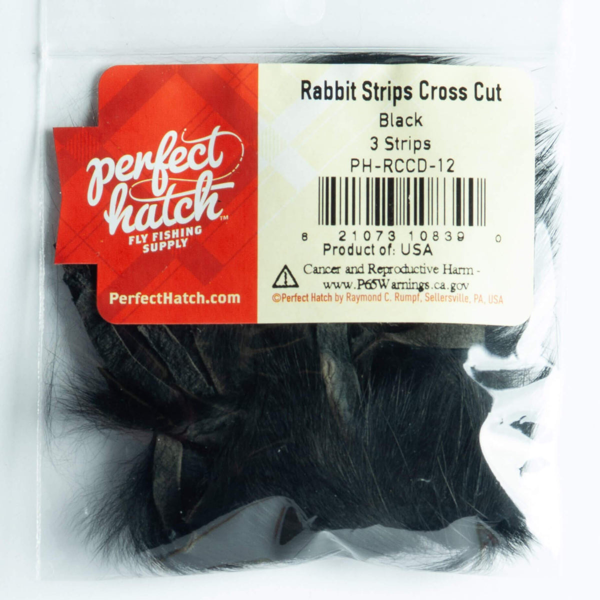 Perfect Hatch Rabbit Strips Cross Cut Black are ideal for trout flies to improve tying consistency.