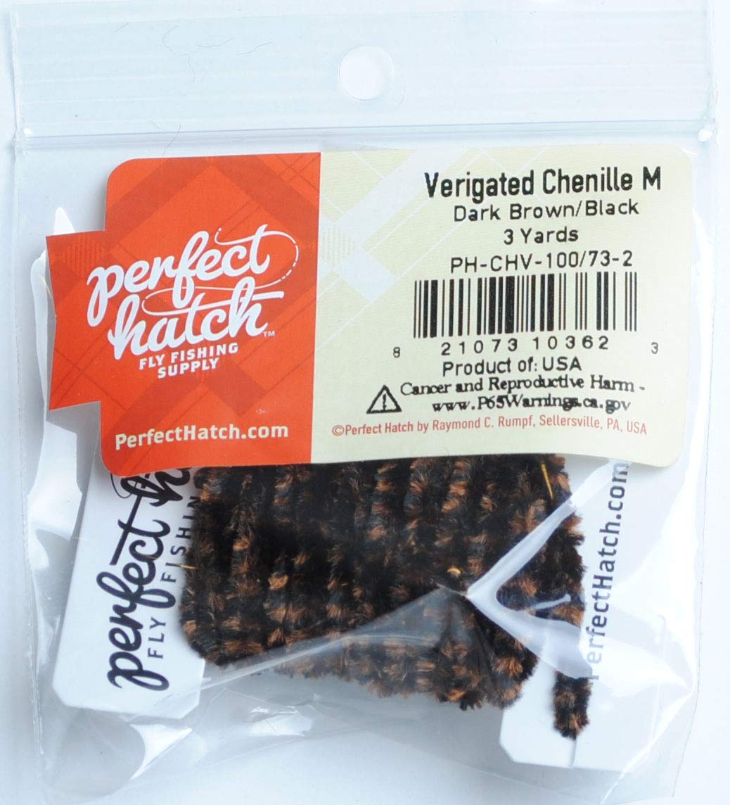 Perfect Hatch Verigated Chenille in dark brown and black for streamer bodies and wooly buggers