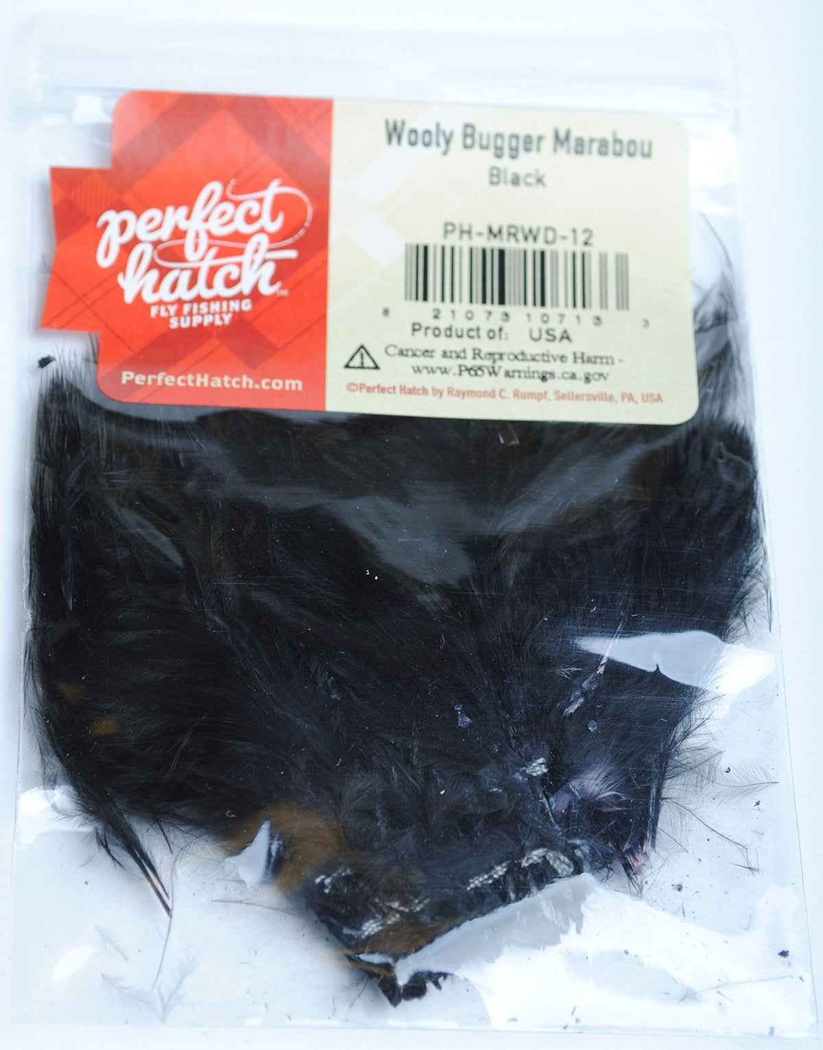 Perfect Hatch Wooly Bugger Marabou Black for streamer wings and tails, versatile pattern for trout