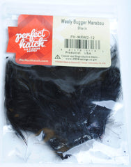 Perfect Hatch Wooly Bugger Marabou Black for streamer wings and tails, versatile pattern for trout