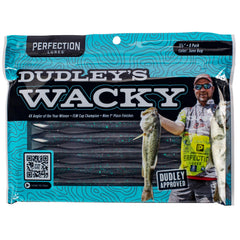 Perfection Lures Dudley's Wacky Worm Junebug slow fall action for bass.