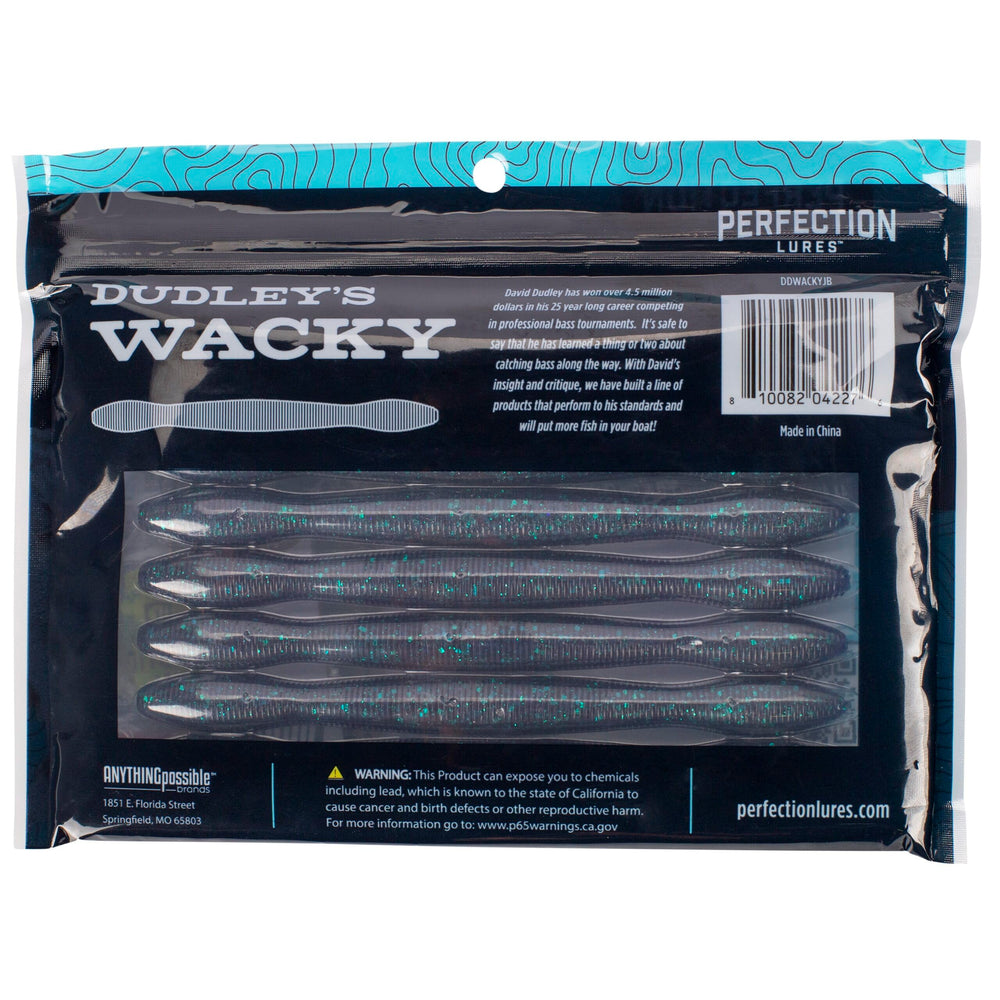 Dudley's Wacky Worm Junebug supports wacky and neko rig setups.