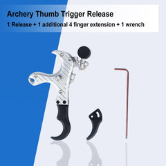 Perogen archery thumb trigger release with coach lock accessory for safe training.
