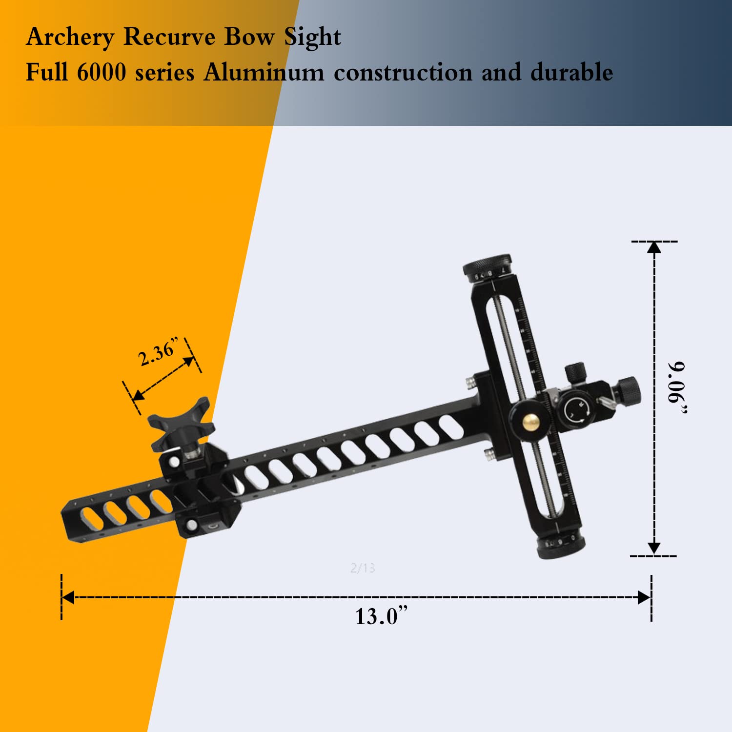 Perogen Recurve Bow Sight quick-release vertical adjustment for rapid target changes.