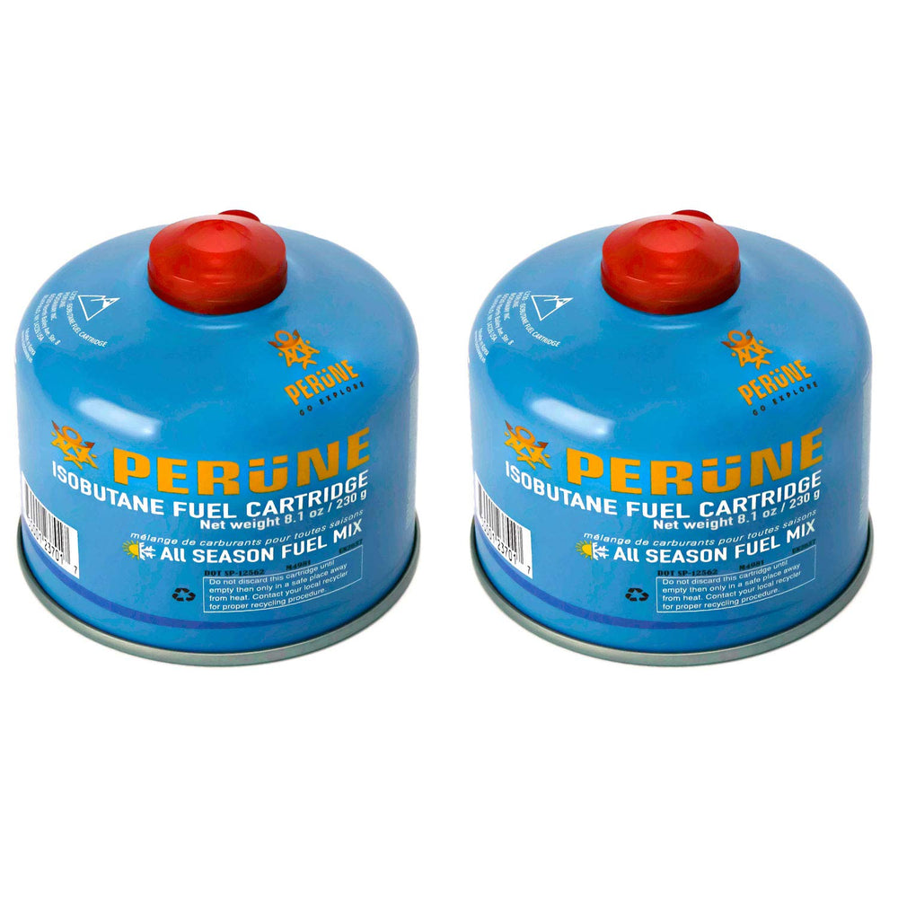 Perune iso-butane camping fuel canister 2-pack enables quick boils in any season.