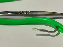 PESCALOX diamond jigs green 3oz chrome-plated body detail emphasizes lure shine.