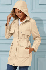 PESION lightweight windbreaker shows its packable design ideal for travel on the go.