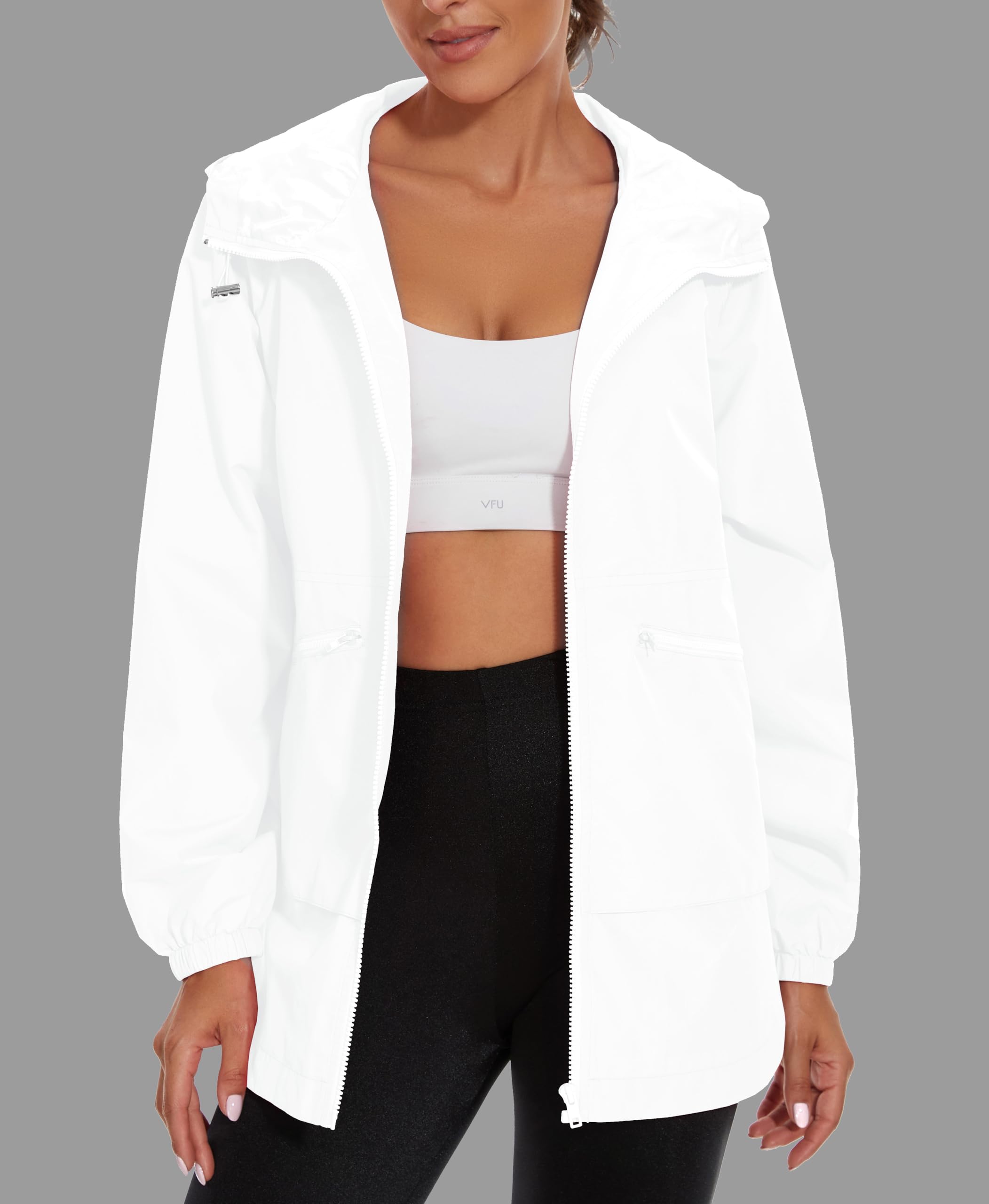 PESION rain jacket closeup highlights waterproof fabric texture.