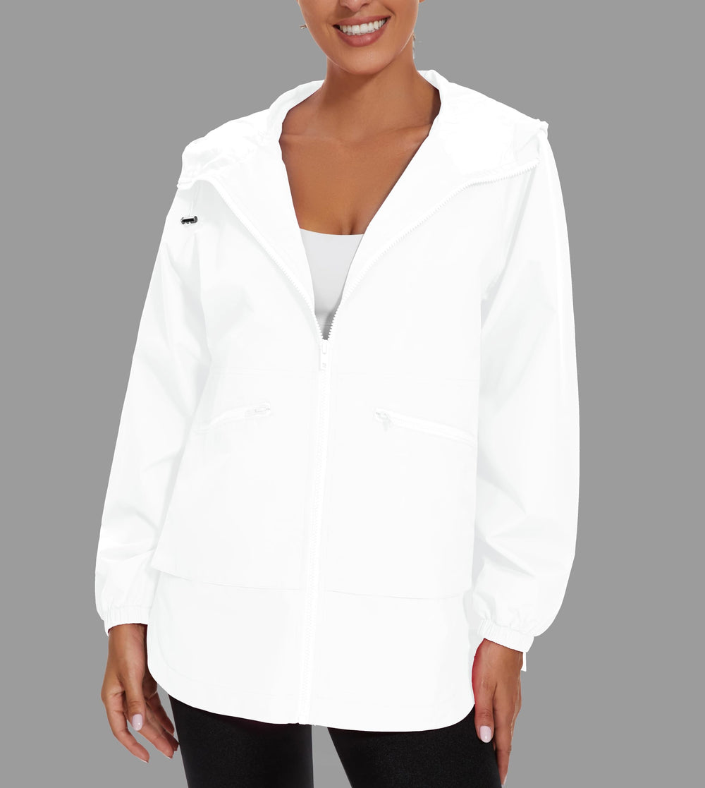 PESION women's rain jacket side pocket detail for secure storage.