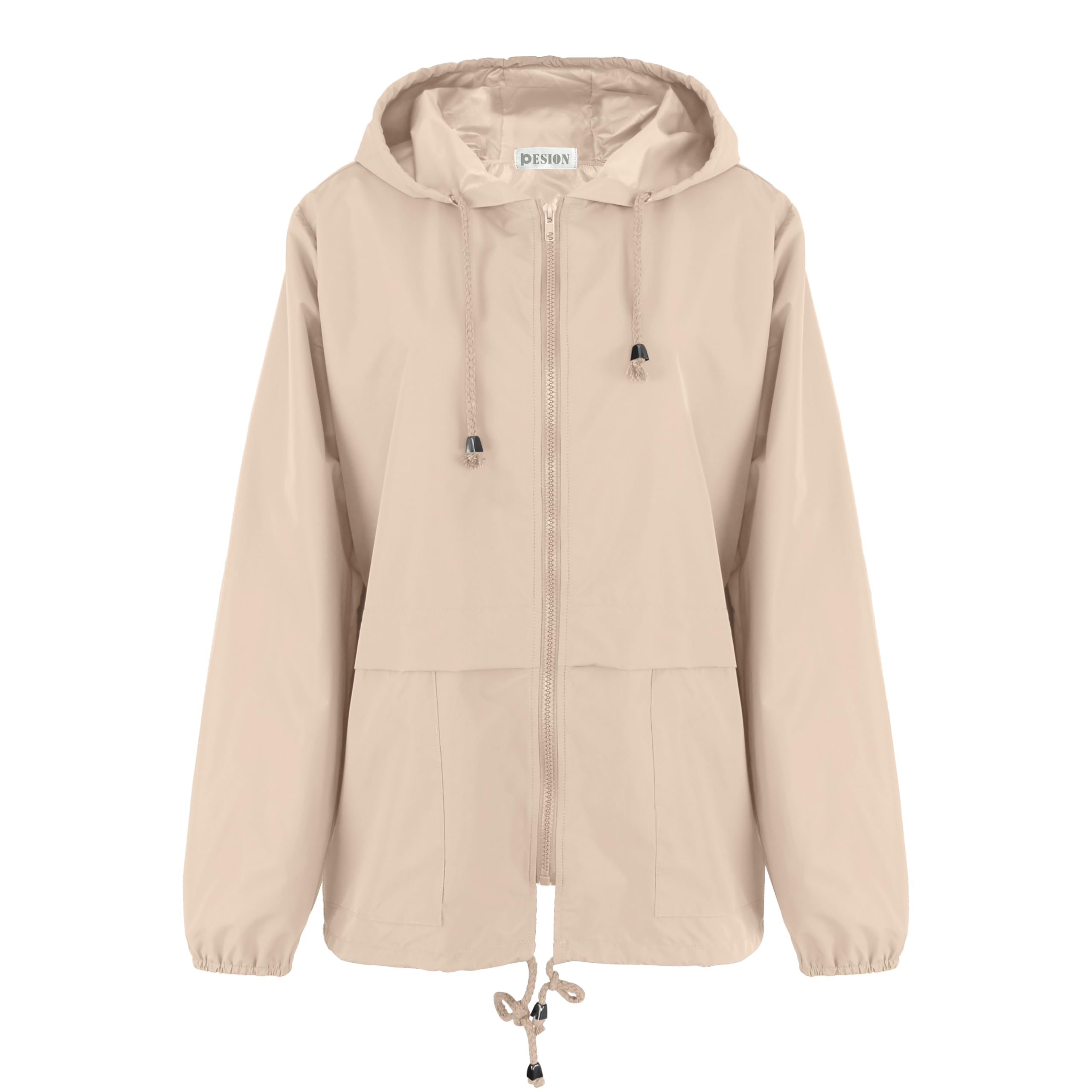 PESION women's rain jacket elastic cuffs emphasizing secure fit against wind and rain on climbs
