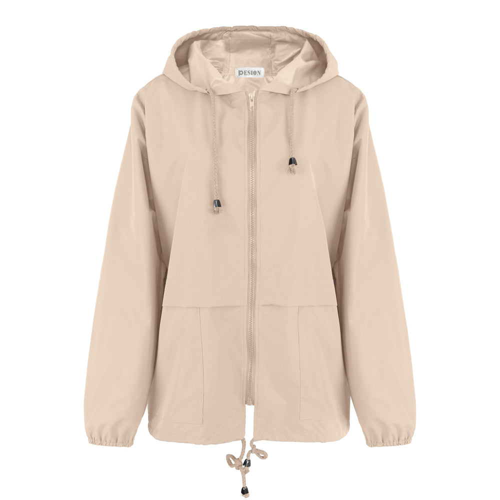PESION women's rain jacket elastic cuffs emphasizing secure fit against wind and rain on climbs