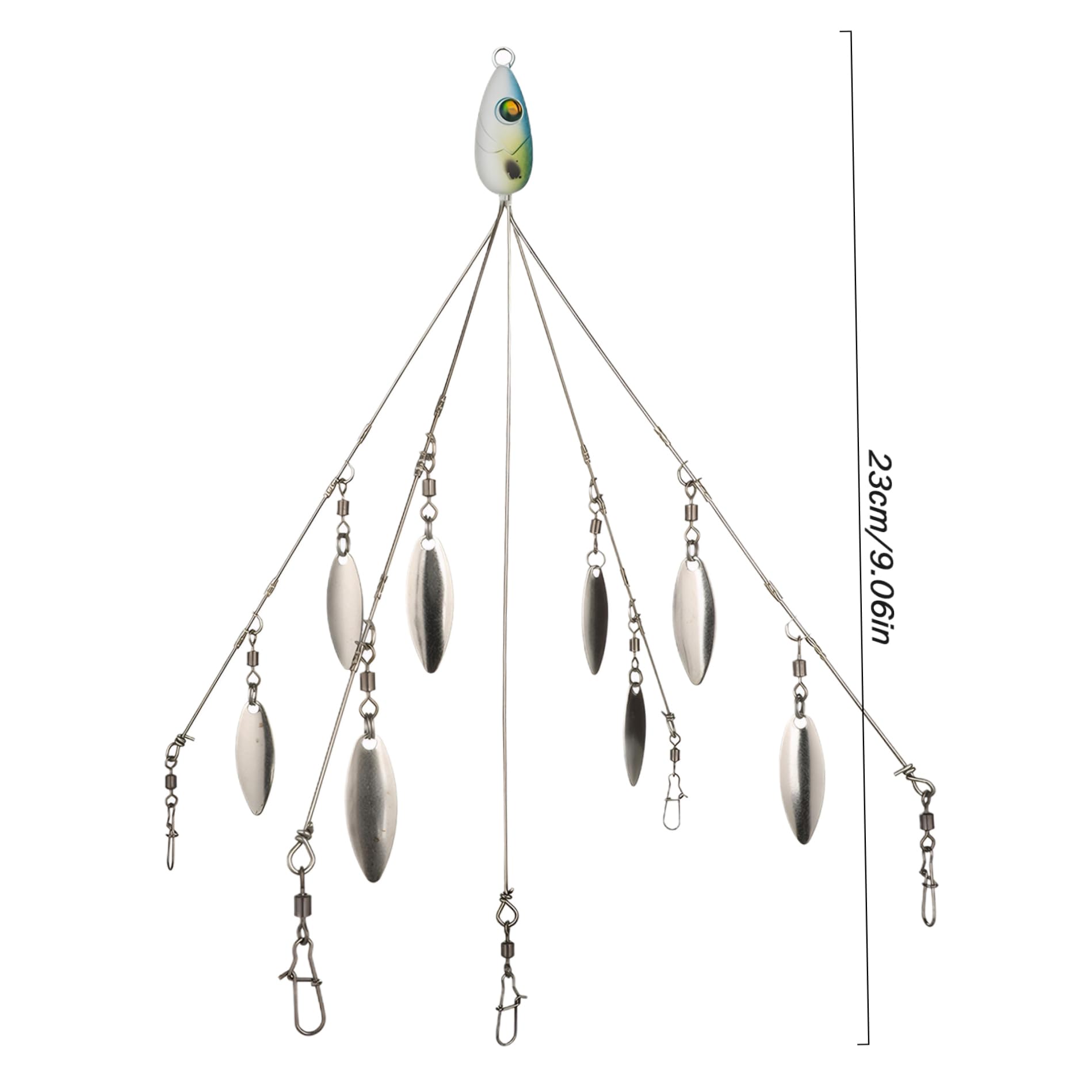 Pesoncarl versatile umbrella rig for bass, crappie, and striper fishing in freshwater and saltwater.