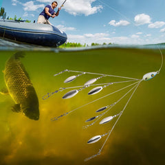 Pesoncarl umbrella rig with 8 willow blades delivers lifelike motion in freshwater and saltwater.