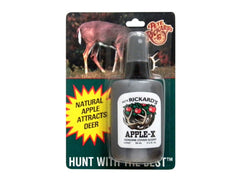 Pete Rickard Apple-X Hunting Scent bottle hides hunter odor and attracts deer
