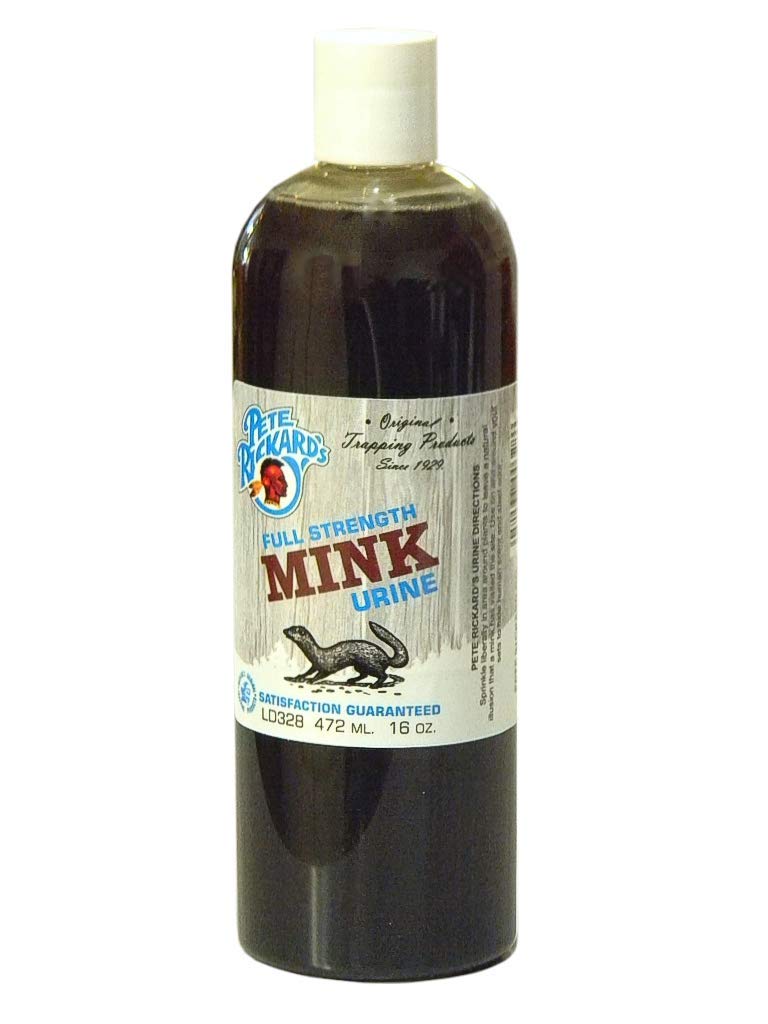 Pete Rickard mink urine hunting scent, ideal for trapping and garden pest deterrence.