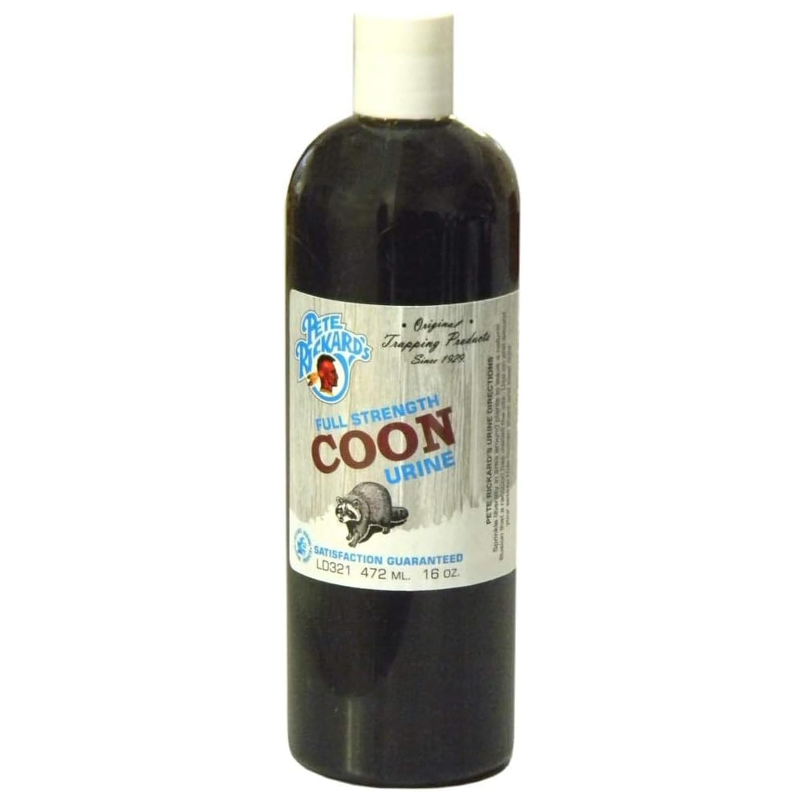 Pete Rickard Raccoon Urine Hunting Scent 16oz bottle for trapping and hunting, garden pest deterrence.