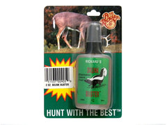 Pete Rickard Skunk Buster odor destroyer bottle neutralizes odors on contact.