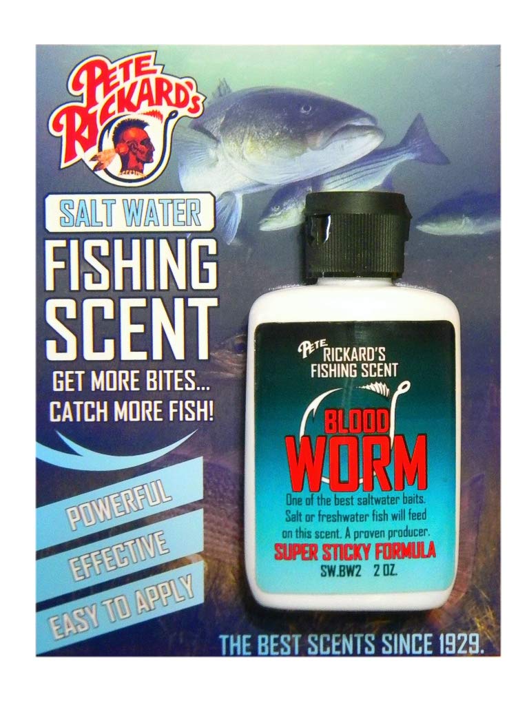 Pete Rickard's Saltwater Blood Worm Scent attractant bottle, 2 oz
