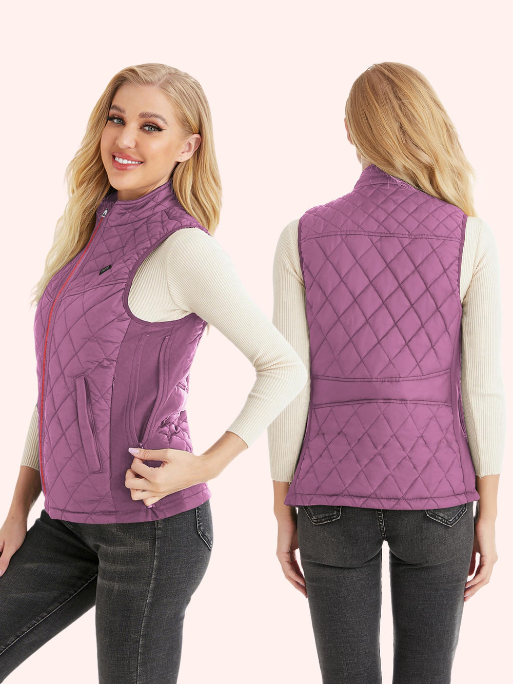 PETREL heated vest for women with six zones delivers balanced warmth across core.