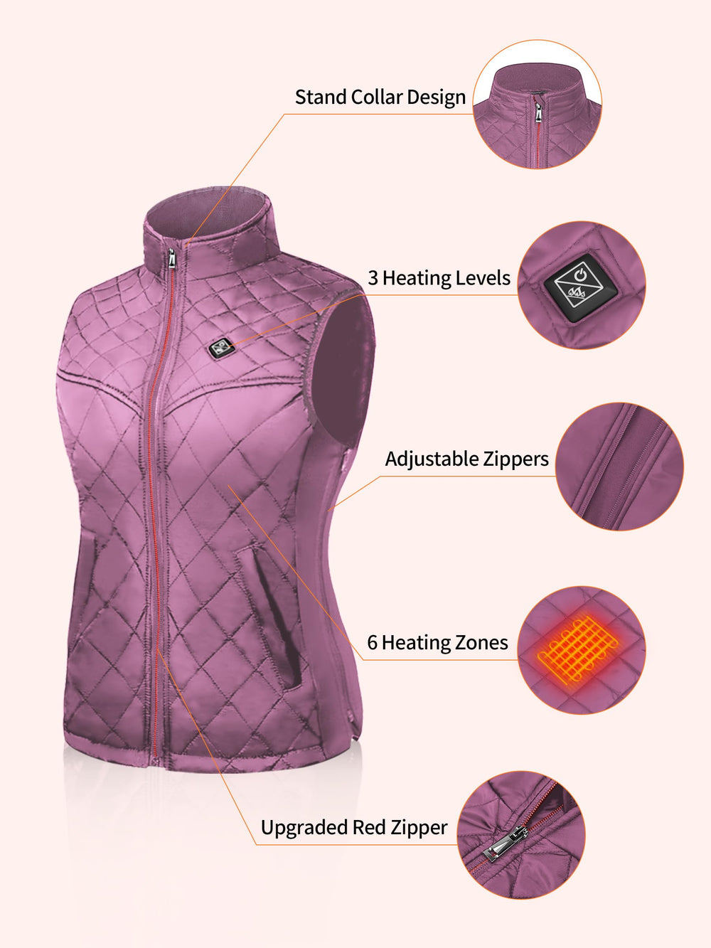 PETREL heated vest inner pocket keeps the battery secure during outdoor activities.