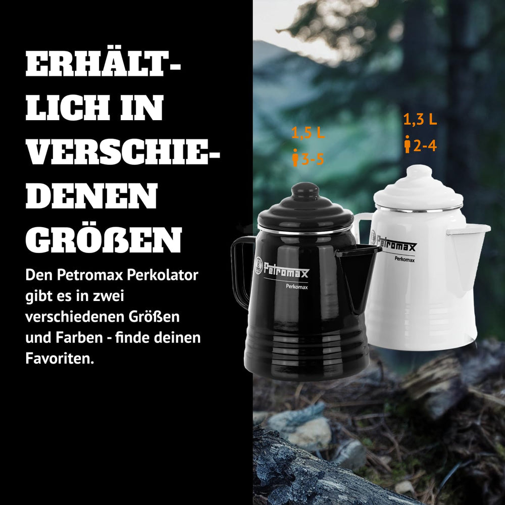 Petromax 1.4-quart capacity—5–6 cups per brew session.