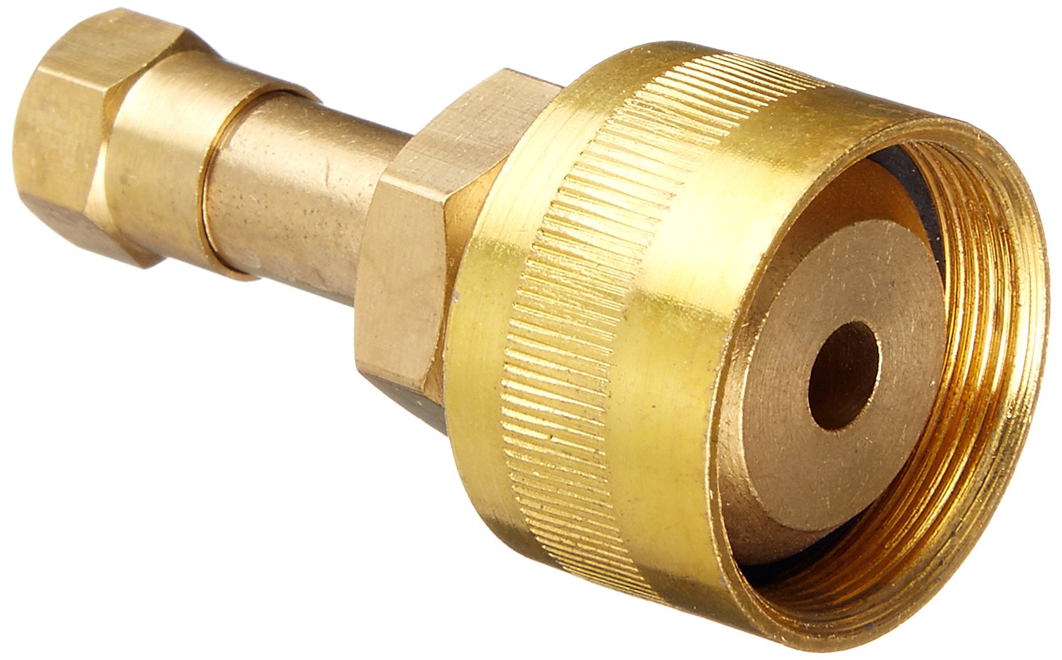 Petromax 12411 brass pump adapter closeup for quick lantern pressurization.