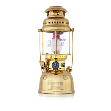 Petromax polished brass housing of the manometer reflects durable, long-lasting design
