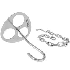 Petromax camping tripod lashing disc enables quick on-site tripod setup for campfire cooking.