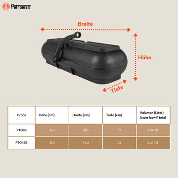 Petromax cast iron roaster used in home oven for even heat distribution.